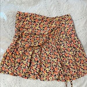 Floral Women's Skirt - Black, Orange, Yellow